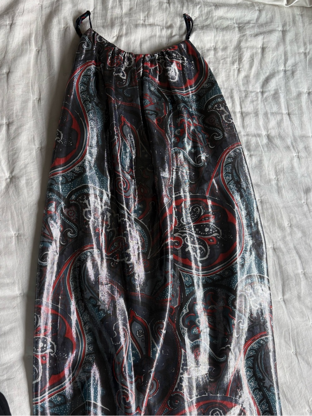 Poleci Black Paisley Mini Dress with Red and Teal Accents